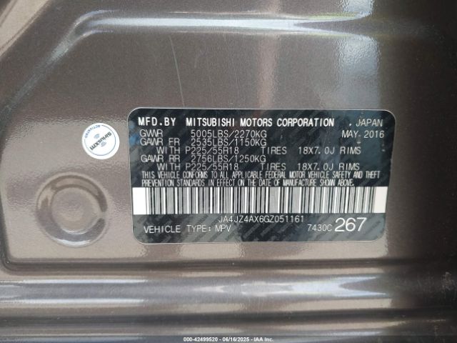 2016 MITSUBISHI OUTLANDER JA4JZ4AX6GZ051161 Photo 8