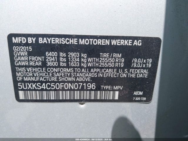 5UXKS4C50F0N07196 BMW 2015