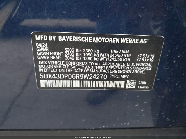 5UX43DP06R9W24270 BMW X3