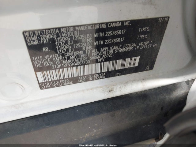 2T3H1RFV9KW003730 Toyota a25a-fks