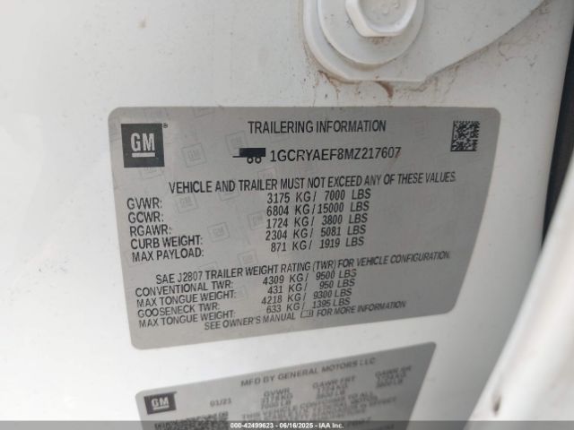 1GCRYAEF8MZ217607 Chevrolet l82