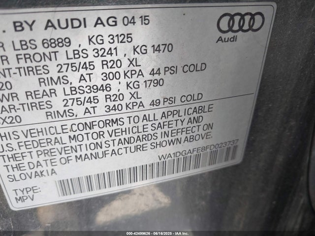 2015 AUDI Q7 WA1DGAFE8FD023737 Photo 8