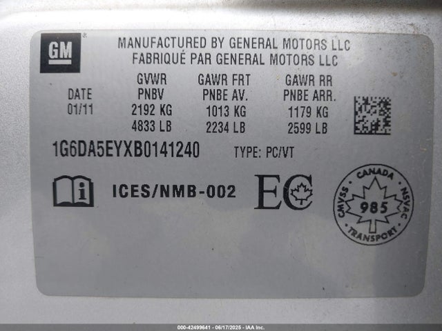 2011 CADILLAC CTS 1G6DA5EYXB0141240 Photo 8