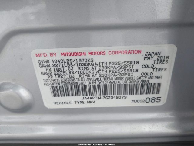 2016 MITSUBISHI OUTLANDER SPORT JA4AP3AU3GZ049079 Photo 8