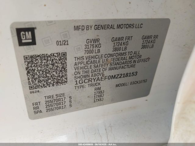 1GCRYAEF0MZ218153 Chevrolet l82