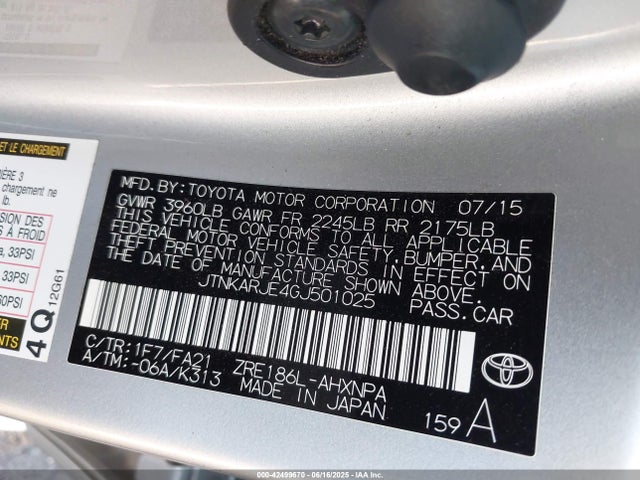JTNKARJE4GJ501025 Scion 2zr-fae