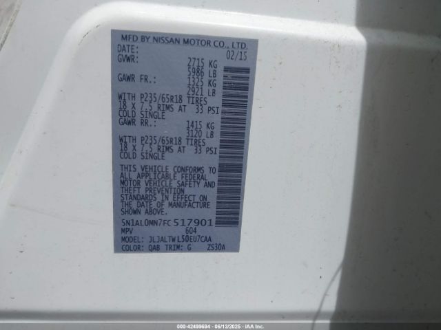 5N1AL0MN7FC517901 Infiniti QX60