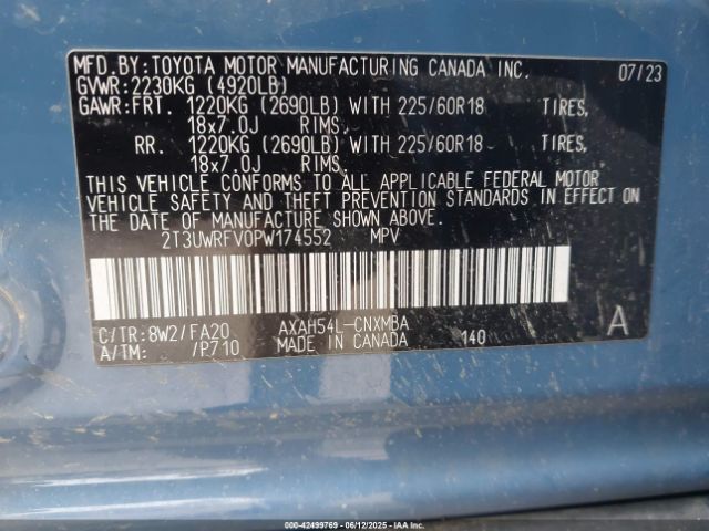 2T3UWRFV0PW174552 Toyota Rav4 Woodland Edition
