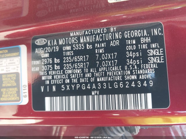 5XYPG4A33LG624349 KIA gdi theta-ii