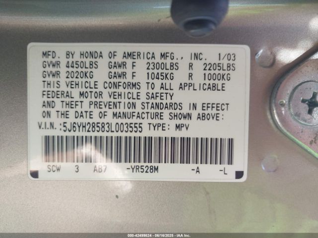 2003 HONDA ELEMENT 5J6YH28583L003555 Photo 8
