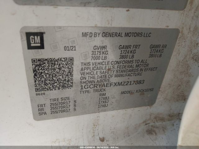 1GCRYAEFXMZ217883 Chevrolet l82
