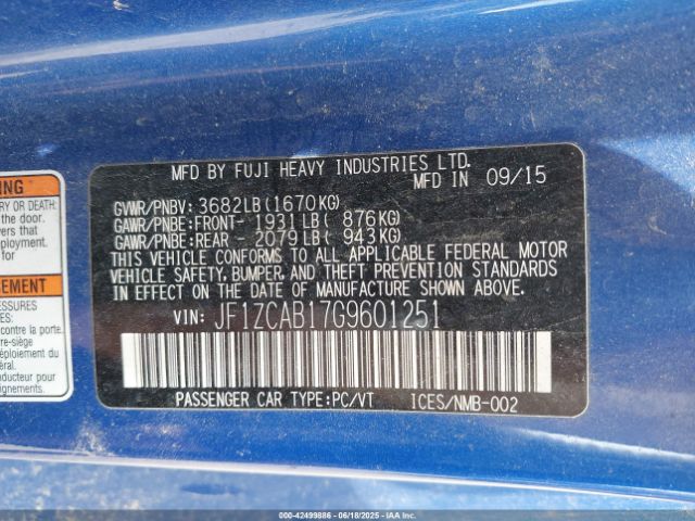 2016 SUBARU BRZ JF1ZCAB17G9601251 Photo 8