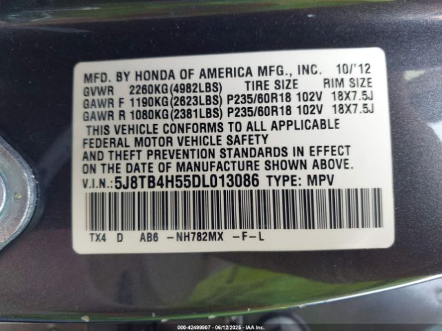 2013 ACURA RDX 5J8TB4H55DL013086 Photo 8