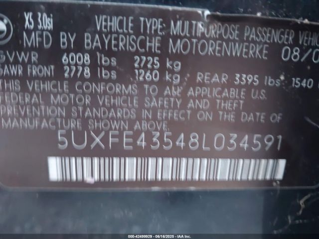 2008 BMW X5 5UXFE43548L034591 Photo 8