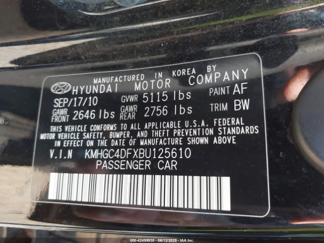 2011 HYUNDAI GENESIS KMHGC4DFXBU125610 Photo 8