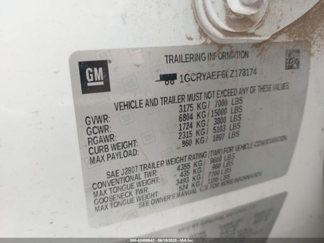 1GCRYAEF6LZ178174 Chevrolet l82 - di, afm, alum, gen 5, var 1