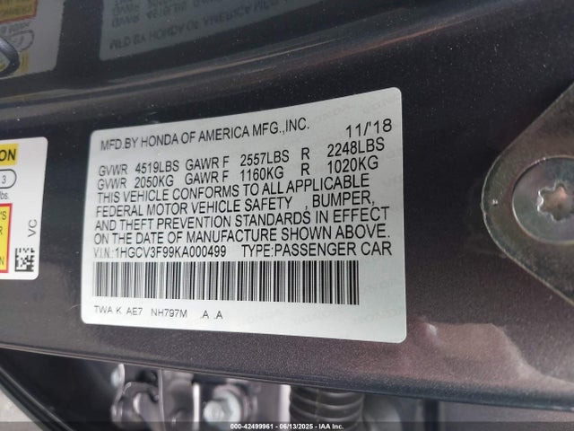 1HGCV3F99KA000499 Honda lfb2