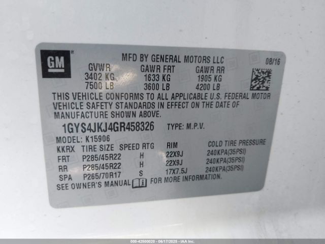 2016 CADILLAC ESCALADE ESV 1GYS4JKJ4GR458326 Photo 8