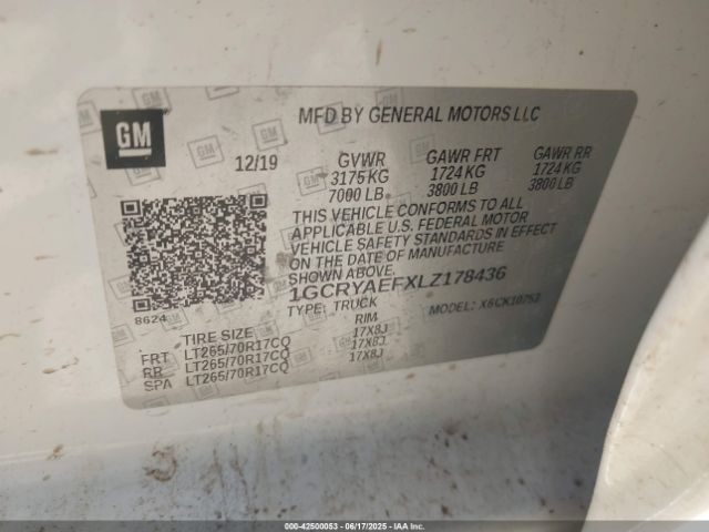 1GCRYAEFXLZ178436 Chevrolet l82 - di, afm, alum, gen 5, var 1