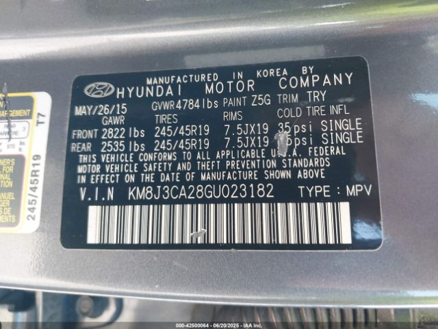 2016 HYUNDAI TUCSON KM8J3CA28GU023182 Photo 8