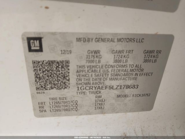 1GCRYAEF5LZ178683 Chevrolet l82 - di, afm, alum, gen 5, var 1