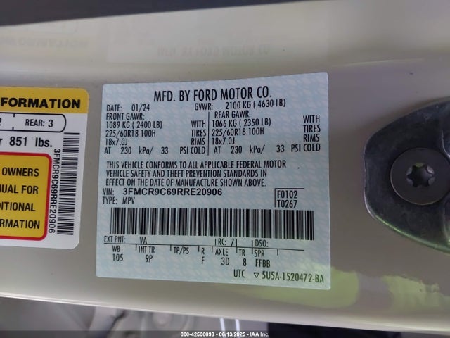3FMCR9C69RRE20906 Ford dragon
