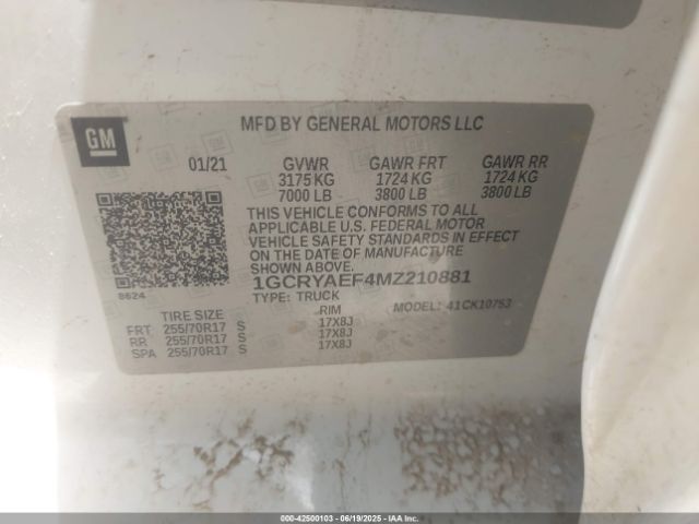 1GCRYAEF4MZ210881 Chevrolet l82