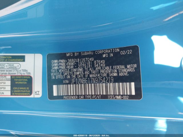 JF1ZNBE17N9754219 Toyota na