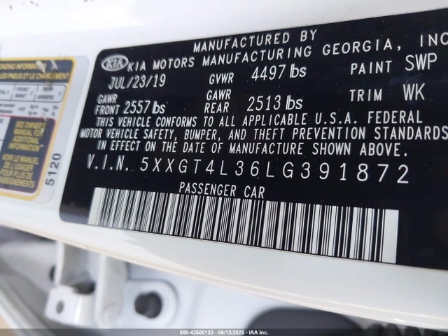 5XXGT4L36LG391872 KIA gdi