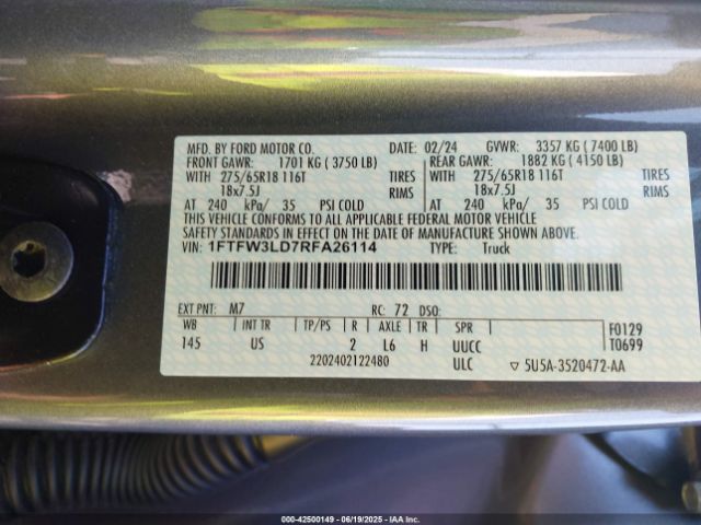2024 FORD F-150 1FTFW3LD7RFA26114 Photo 8