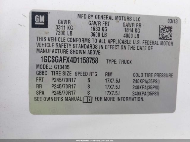 2013 CHEVROLET EXPRESS 1500 1GCSGAFX4D1158758 Photo 8