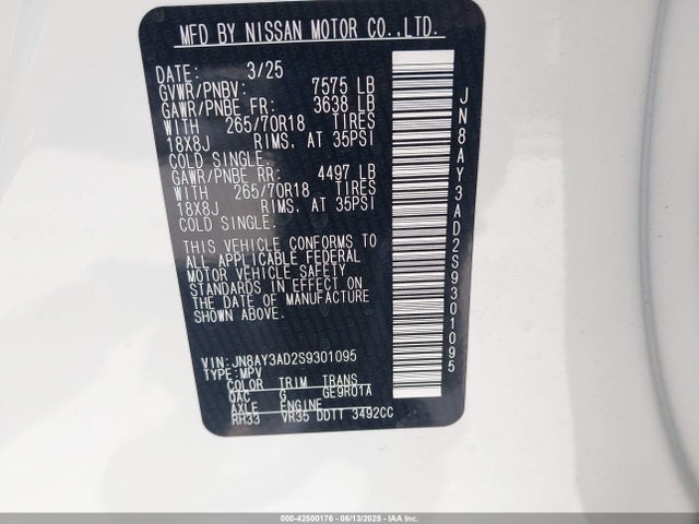 Nissan Armada 2025 JN8AY3AD2S9301095 Image 9