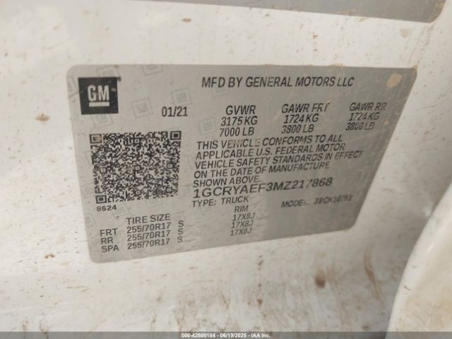 1GCRYAEF3MZ217868 Chevrolet l82