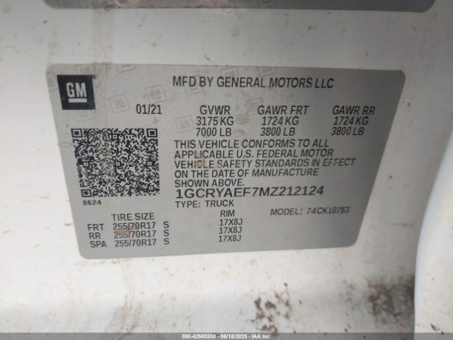 1GCRYAEF7MZ212124 Chevrolet l82
