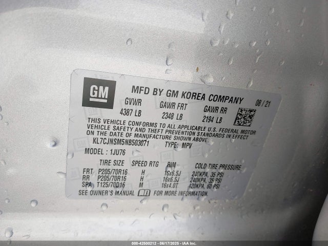 KL7CJNSM5NB503071 Chevrolet le2