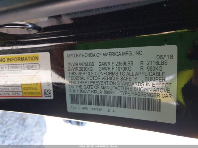 1HGCV1F3XJA199089 Honda l15be
