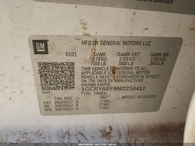 1GCRYAEF9MZ218412 Chevrolet l82