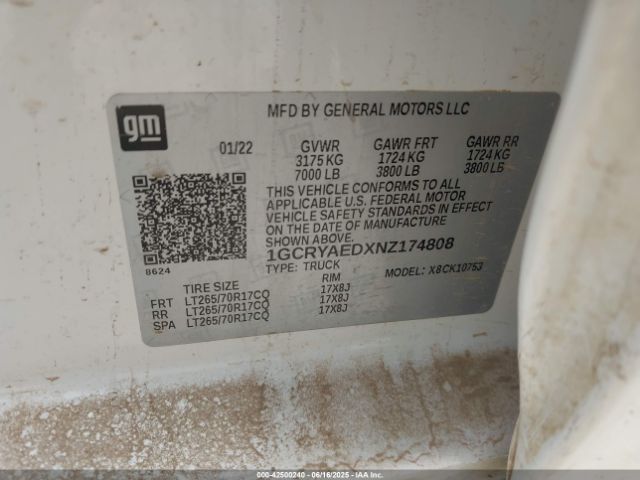 1GCRYAEDXNZ174808 Chevrolet l84