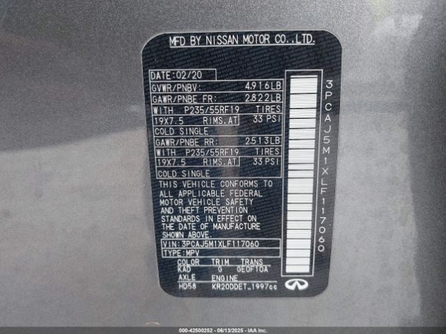 2020 INFINITI QX50 3PCAJ5M1XLF117060 Photo 8
