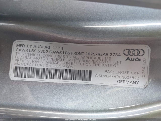 2012 AUDI S5 WAUVGAFH9CN005822 Photo 8