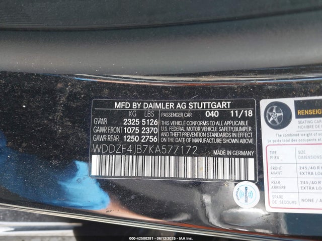 WDDZF4JB7KA577172 Mercedes-Benz m274