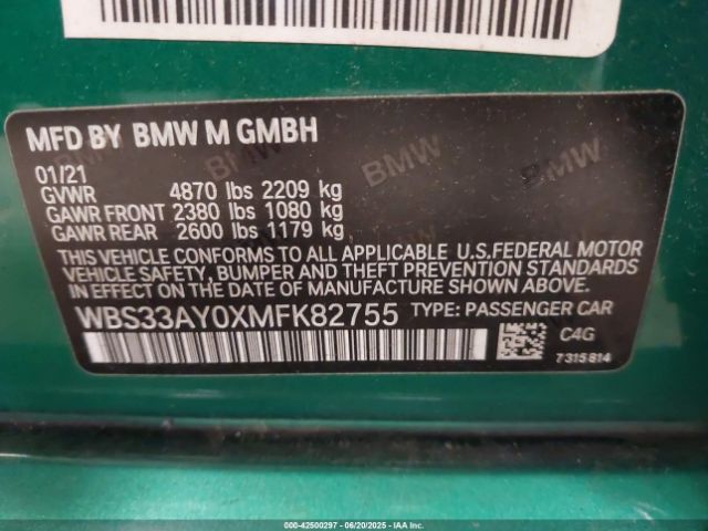 2021 BMW M3 WBS33AY0XMFK82755 Photo 8
