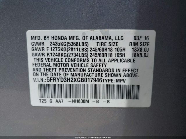 2016 ACURA MDX 5FRYD3H2XGB017946 Photo 8