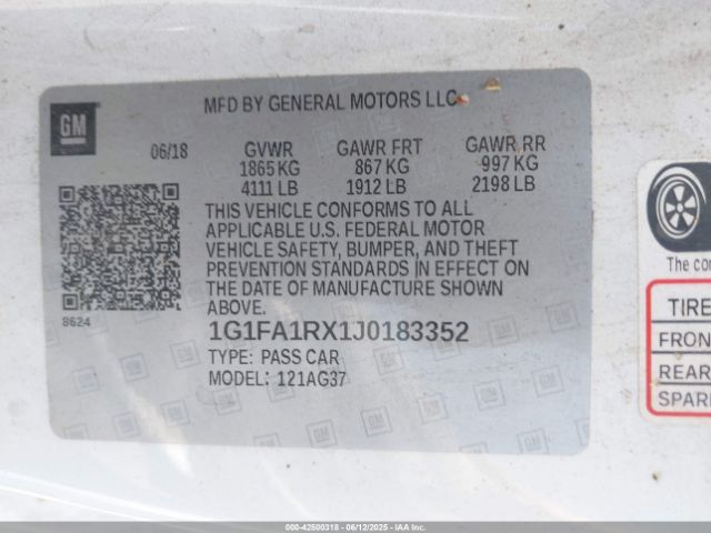 1G1FA1RX1J0183352 Chevrolet ltg - spark ignited direct injection, variable valve timing, alum dohc, dcvcp turbo, e0-e100, alum