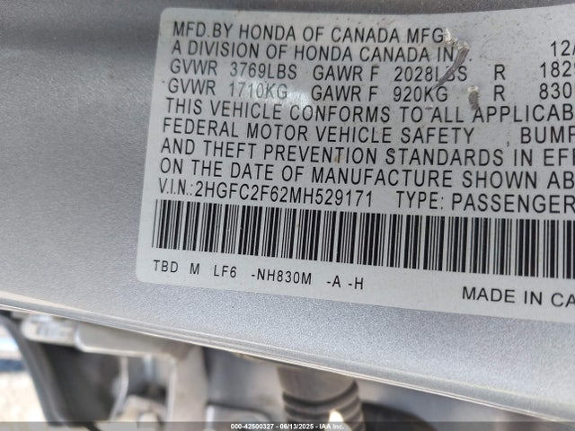 2HGFC2F62MH529171 Honda k20c2