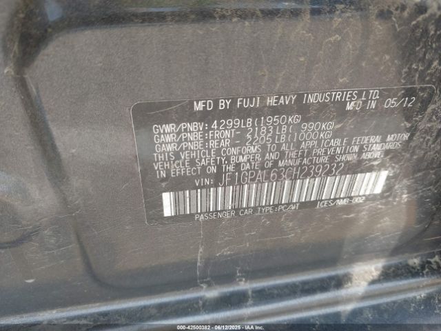 2012 SUBARU IMPREZA JF1GPAL63CH239232 Photo 8