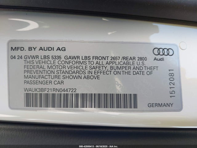 Audi 45 tfsi 2024 WAUK3BF21RN044722 Image 9