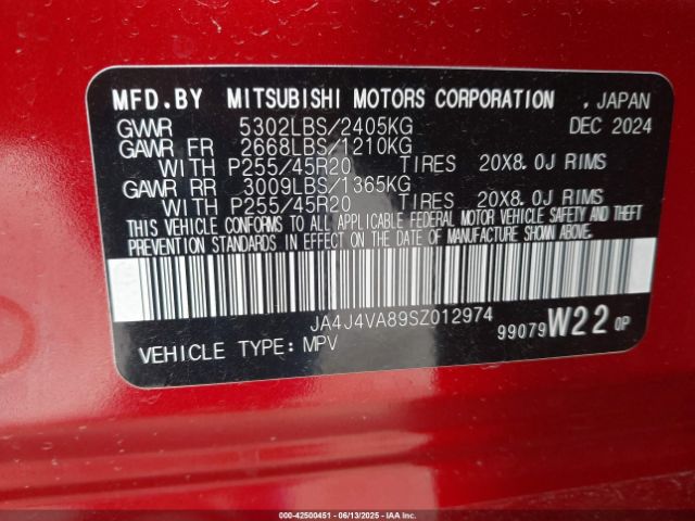 2025 MITSUBISHI OUTLANDER JA4J4VA89SZ012974 Photo 8