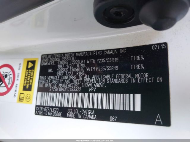 2T2ZK1BA3FC183322 Lexus 2gr-fe