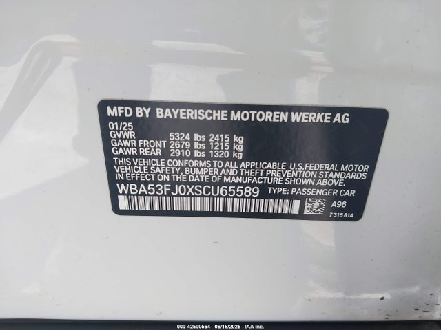 BMW 530I 2025 WBA53FJ0XSCU65589 Image 9